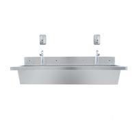 MonsterShop Wall Mounted Trough Sink Heavy Duty Stainless Steel Commercial Single Bowl With Faucets