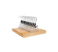 SONGMICS 12 Pcs Wooden Trouser Hangers Non-Slip Chrome Hook 360 Degree Rotating Natural CRW007-12