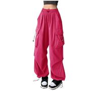 Trouser for Women UK Wide Leg Lounge Pants Elasticated High Waist Yoga Pull On Easy Comfort Fit Straight Ladies Bottoms Long Hot Pink