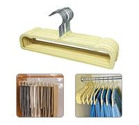 Trouser Hanger, 10 Pack Space Saving Non-Slip Pants Hanger, Heavy Duty Durable Velvet Trouser Hangers,35cm Extra Long Clothes Hanger for Jeans Dresses Towels Scarfs Ties