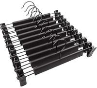 Trouser Hanger, 10Pack Plastic Pant Hangers Space Saving Skirt Hangers with Clips Adjustable Non-Slip Coat Suit Metal Heavy Duty Chrome Clothes Hangers Clothes Hook