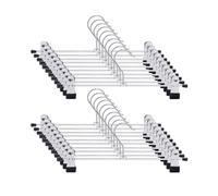 Trouser Hanger, 20Pack Pant Hangers Space Saving Skirt Hangers with Clips Adjustable Non-Slip Coat Suit Metal Hangers Heavy Duty Chrome Clothes