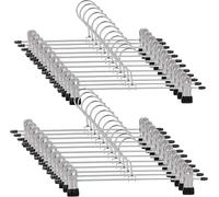 Trouser Hanger, 20Pack Pant Hangers Space Saving Skirt Hangers with Clips Adjustable Non-Slip Coat Suit Heavy Duty Chrome Clothes Hook