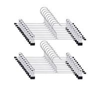 Trouser Hanger, 20Pack Pant Hangers Space Saving Skirt Hangers with Clips Adjustable Non-Slip Coat Suit Metal Hangers Heavy Duty Chrome Clothes Hangers Clothes Hook