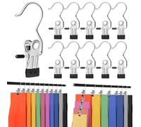 Trouser Hanger Clips with Non-Slip Rubber Coating, Space Saving Travel Pants Hangers, Portable Closet Organizer for Leggings, Skirts, Shorts, Jeans, Hats & Boots (20, Sliver)