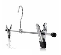 Trouser Hanger, Pant Hangers 3 Pcs Strong Chrome Skirt Coat Suit Hangers with Non-Slip Clips Space Saving Skirt Hangers Clothes Hangers 30cm
