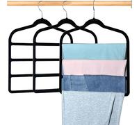 Trouser Hanger Space Saving Clothes Velvet Hanger with 4 Layers Slacks | Multi Velvet Non-Slip Hangers for Closet Storage Organizer for Scarf Bar Belts Ties Towel Pants Rack Leggings Hanger