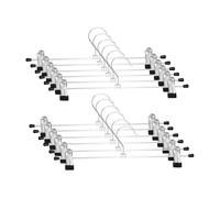 Trouser Hanger, WEIDMAX Pant Hangers 12 Pcs Space Saving Skirt Hangers with Clips Adjustable Non-Slip Coat Suit Skirt Hangers Heavy Duty Chrome Clothes Hangers Clothes Hook