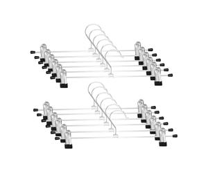 Trouser Hanger, WEIDMAX Pant Hangers 12 Pcs Space Saving Skirt Hangers with Clips Adjustable Non-Slip Coat Suit Skirt Hangers Heavy Duty Chrome Clothes Hangers Clothes Hook