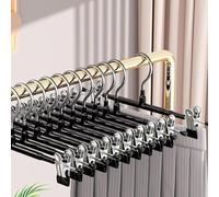 Trouser Hangers -20Pack Skirt Hangers with Adjustable Non Slip Clips Strong Chrome Clothes- Space Saving Pant Hangers (Black)