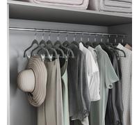 Trouser Hangers, Set of 30 Velvet Hangers with Adjustable Clips, 42.5 cm Long, Non-Slip, Space-Saving, for Skirts, Coats, Dresses