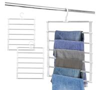 Trouser Hangers Space Saving, 2 Pack Multi Layer Metal Pants Hangers for Women, 360° Rotatable Closet Organizer for Skirt, Jeans, Clothes, Tie, Belts, Scarf and Towel