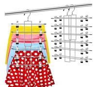 Trouser Hangers Space Saving, 2Pack Heavy Duty Skirt Hangers with Adjustable Clips,Multi Layer Clothing Rack for Closet Storage - Ideal for Jeans, Pants, Scarf,Leggings