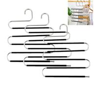Trouser Hangers Space Saving, 3 Pcs Stainless Steel Hangers for Clothes Space Savers, Multi-Layer Pants Hanger for Closet Organizers and Storage, Coat Hanger for Jeans Scarfs Trousers Tie Towel