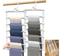 Trouser Hangers Space Saving for Wardrobe,2 Pack Multi Layer Metal Pants Hangers for Women,360° Rotatable Closet Organizer for Skirt,Jeans,Clothes,Tie,Belts,Scarf and Towel