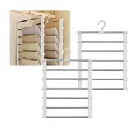 Trouser Hangers Space Saving for Wardrobe Closet, 2 Pack Multi Layer Metal Trouser Hangers for Women, 360° Rotatable Closet Organizer for Skirt, Jeans, Tie, Belts, Scarf, Towel & Clothes