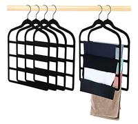 Trouser Hangers,Space Saving Hangers,Trouser Hangers Space Saving Non-Slip Pants Hanger-4 Pack Jeans Hangers Multi Bar Velvet Clothes Hanger Closet Organizers Storage for Pants,Scarf,Towel,Ties (4PCS)