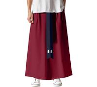 Trouser Skirt Men's Wide Leg Trousers Japanese Ninja Trousers Yoga Trousers Medieval Skirt Floor Length Wide Flared Trousers Kimono Pyjamas Large Size Harem Trousers Chinese Style Hanfu, Wine Red, 3XL