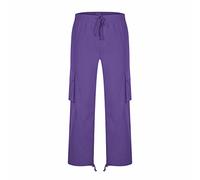 Trousers 34 36 Men's Casual Waist Colour Sports Hat Multi Woven Pocket Foot Rope Solid Trousers Street Cargo Tie Men's Cargo Trousers Work Wear Men's Trousers, purple, L