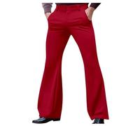 Trousers for Men Casual Flare Pants with Pockets Retro Solid Colour Bottoms Vintage High Waist Trouser Slim Fit Stretch Pant Mens Dressy Clothes Y2K Streetwear