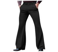 Trousers for Men Casual Flare Pants with Pockets Retro Solid Colour Bottoms Vintage High Waist Trouser Slim Fit Stretch Pant Mens Dressy Clothes Y2K Streetwear