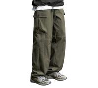 Trousers for Men UK Wide Leg, Solid Loose Fit Sweatpants Elasticated Waist, Regular Fit Drawstring Baggy Trousers with Pockets, Casual Comfy Jogging Trouser, Mens All Season Sweatpant Blackish Green