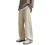 Trousers for Men Wide Leg Solid Loose fit Joggers Bottoms Regular fit Drawstring Sweatpants with Pockets Casual Comfort Mens Trousers Straight Leg Oversize Smart Trouser Men All Season Beige