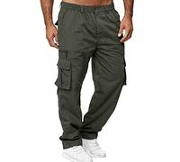 Trousers for Men Work Hiking Trousers Mens Training Pants with Multi-Pockets Casual Tracksuit Bottoms with Zipper Gym Running Chino Activewear Pants Tactical Combat Cargo Trousers