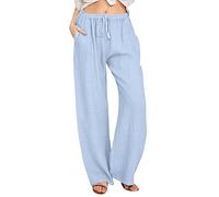 Trousers for Women Patterned Strip Airy Shiny Comfortable Track Camo Active Trendy Slim Fit Belt Office Petite (Sky Blue,XXL)