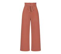 Trousers For Women Uk, Tailored Leisure Pants With Wide Legs Trousers Fashion Solid Bow-Knot Elasticated High Waist Palazzo Trousers Elegant Casual Office Pants Straight Leg Pants Bottoms,Brick Red,
