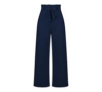 Trousers For Women Uk, Tailored Leisure Pants With Wide Legs Trousers Fashion Solid Bow-Knot Elasticated High Waist Palazzo Trousers Elegant Casual Office Pants Straight Leg Pants Bottoms,Navy Blue,