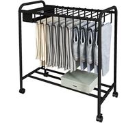 Trousers Hanger, Multifunctional Floor Standing Rack with 20 Hangers and Wheels for Efficient Jeans and Scarf Storage