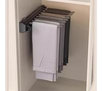 Trousers Hangers Pull Out Trousers Rack Extendable Pants Holder Extendable Trouser Hangers Space Savers Stainless Steel for Clothes Hangers Organiser Wardrobe Rail(Grey,51cm)