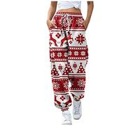 Trousers High Waist Bottom Christmas Pockets Sporty Pants Fit Jogger Women's Sweatpants Athletic Print Pants for Business Women Half Half Leggings Girls