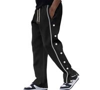 Trousers Men Smart Casual Walking Trousers Men Stretch Side Opening Training Trousers With Side Press Studs Post-Operative Sports Trousers High Comfort Small Leg Elastic Waist Drawstring Pants