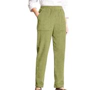 Trousers Winter Women Corduroy Trousers for Women Elastic High Waist Straight Wide Leg Winter Work Trousers with Pocket Black Striped Trousers Women, Gn2, L