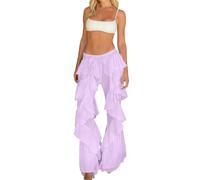 Trousers Women's High Waist Flared Pants Long Tiered Tulle Trousers Translucent Mesh Over Trousers Mesh Ruffle Casual Trousers Beach Bottom Overtrousers Plain Flared Trousers