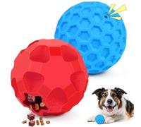 TROUSKAIG 2 Pack Indestructible Dog Toy Balls for Aggressive Chewers, Interactive 3.15”Squeaky Dog Balls and 3.54”Treat Dispensing Ball to Keep Them Busy, Chew Toys for Large Dogs, Enrichment Toy