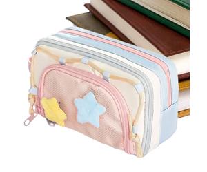 Trousse À Crayons - Sac À Crayons Portable De Couleur Contrastée De 8.27 Inches | Pochette À Stylos À Fermeture Éclair De Grande Capacité, Indispensable Pour Les Filles, Retour À L'école, Clas, Pink