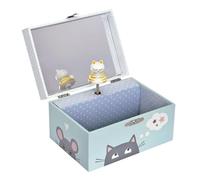 Trousselier Cat - Treasure Box & Musical Jewellery for Children - Glow in the Dark - Music Let It Be of the Beatles - Celadon Green