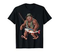 Trout Bigfoot Fisherman Walking Sasquatch Fishing T-Shirt