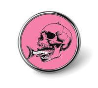 Trout Crushing Round Badges Personalized Button Brooch Lapel Pins for Clothing Decoration
