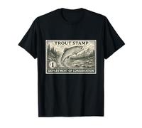 Trout Fish Fishing River Gear Tackle Wildlife Stamp Graphic T-Shirt