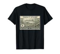Trout Fish Fishing River Gear Tackle Wildlife Stamp Graphic T-Shirt