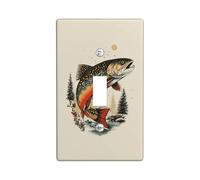 Trout Fish Light Switch Cover Plates/Outlet Covers, Natural Cream Colored Lake Scene, Perfect for Outdoor Decor, Farmhouse Style, Ideal for Cabin or Cabin, Functionally Stylish Single Toggle