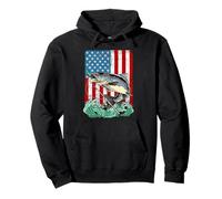 Trout Fish Vintage US American Flag Trout Fish Fishing Pullover Hoodie