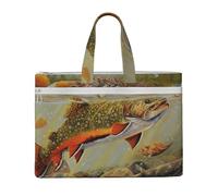 Trout Fly Fishing,Canvas Document Bag Zipper File Tote Bag Handbag Briefcase for School Office