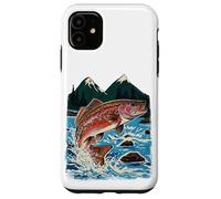 Trout, Fly Fishing, Mountain Stream, Angler, Leaping Fish Case for iPhone 11