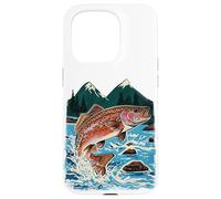 Trout, Fly Fishing, Mountain Stream, Angler, Leaping Fish Case for iPhone 15 Pro