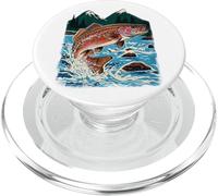 Trout, Fly Fishing, Mountain Stream, Angler, Leaping Fish PopSockets PopGrip for MagSafe